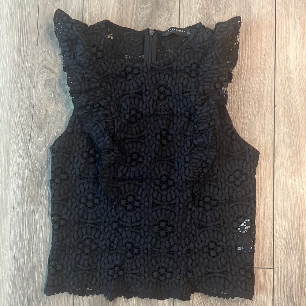 Zara | Black Lace Blouse | Size S